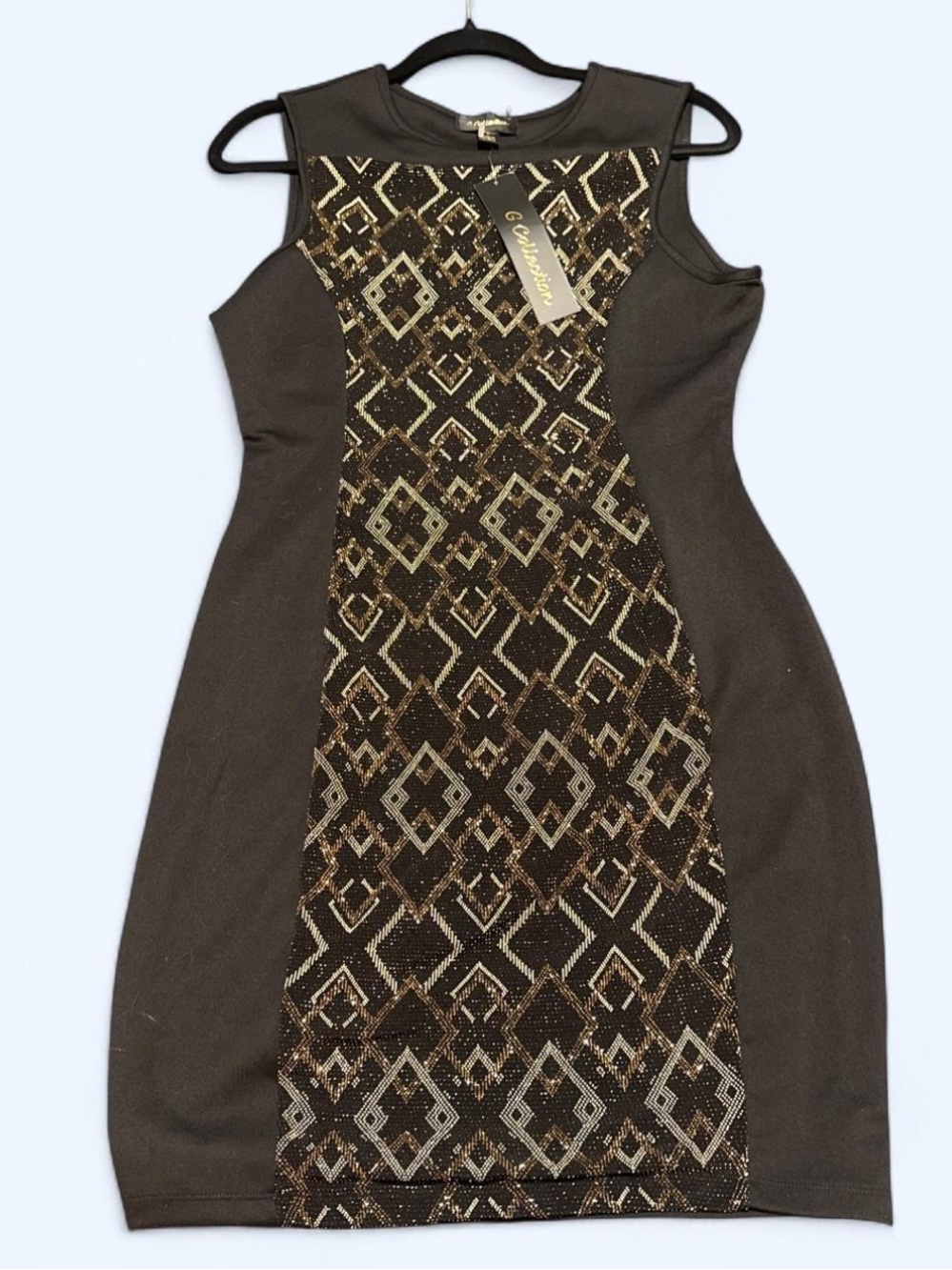 Sequin Panel Sleeveless Bodycon Dress